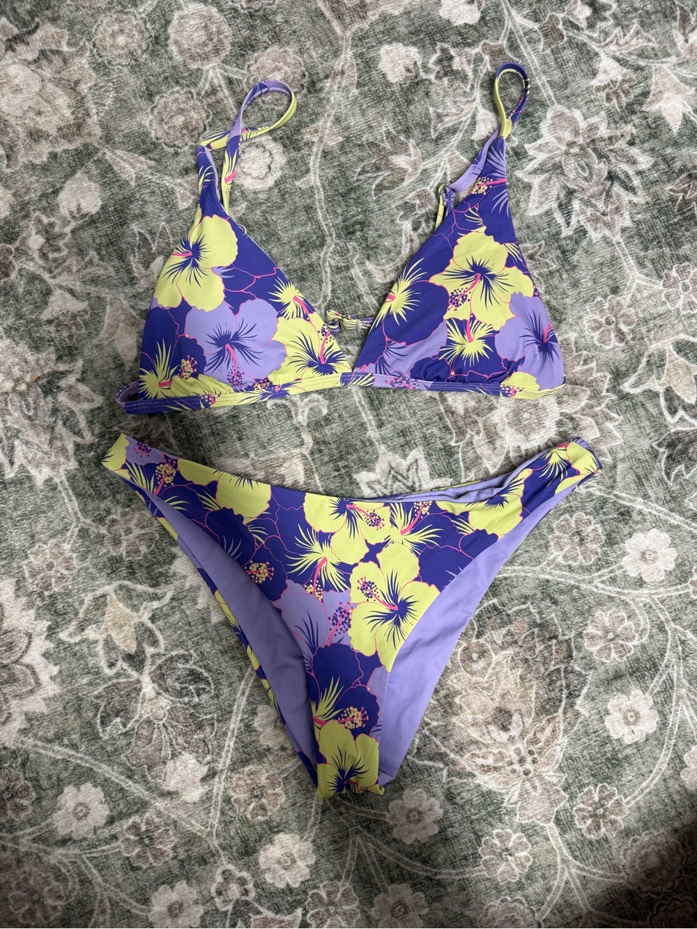 Kulani Kinis Purple and Yellow Floral Bikini Set